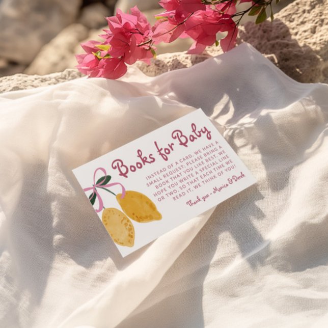 Lemon Girls Bokar för babyskor Baby Bibliotek Tilläggskort (Girls Lemon Books For Baby Shower Enclosure Card)