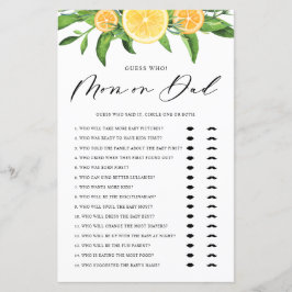 Lemon Gissa vem Mamma eller Pappa Baby Shower Spel