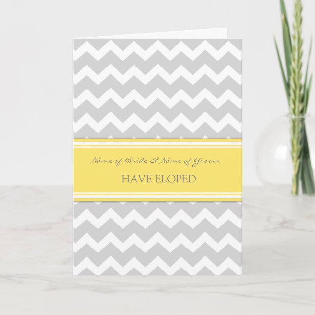 Lemon Grått Chevron Elopement Notice Meddelande (Framsida)