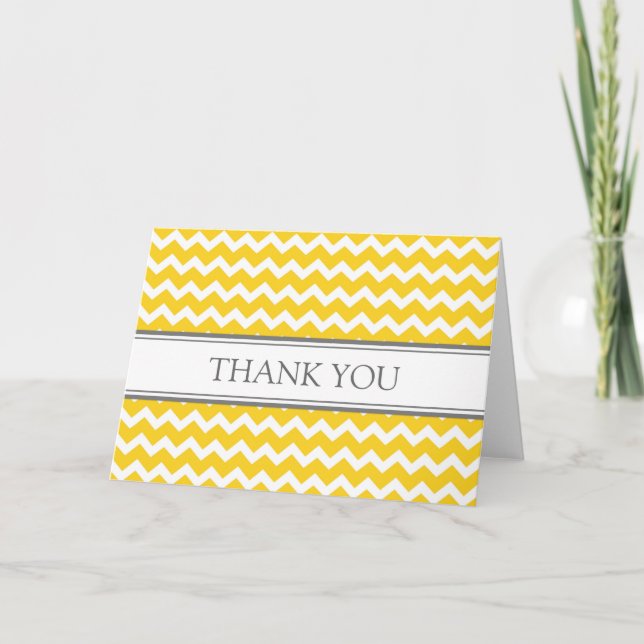 Lemon Grått Chevrons Baby Shower - tack för ditt k Kort (Framsida)