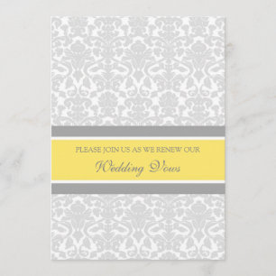 Lemon Grått Damask Wedding Vow Förnyelseinbjudan Inbjudningar