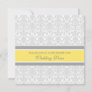 Lemon Grått Damask Wedding Vow Förnyelseinbjudan Inbjudningar