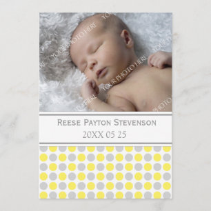 Lemon Grått Template Nyfödd bebis Birth Notice Meddelande