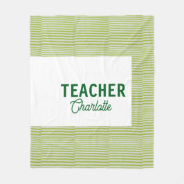 Lemon green white stripes teacher professor name c fleecefilt