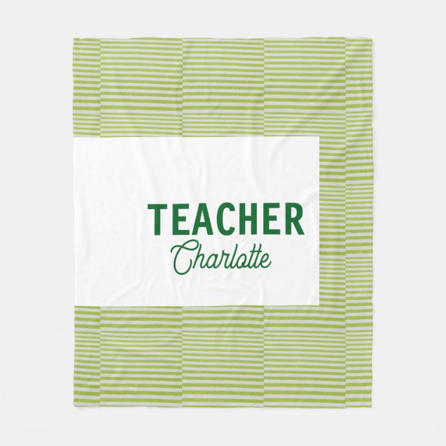 Lemon green white stripes teacher professor name c fleecefilt (Framsidan)
