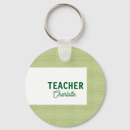 Lemon green white stripes teacher professor name c nyckelring