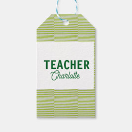 Lemon green white stripes teacher professor name c presentetikett