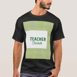Lemon green white stripes teacher professor name c t shirt