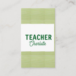Lemon green white stripes teacher professor name c visitkort