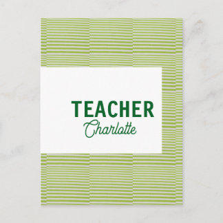 Lemon green white stripes teacher professor name c vykort