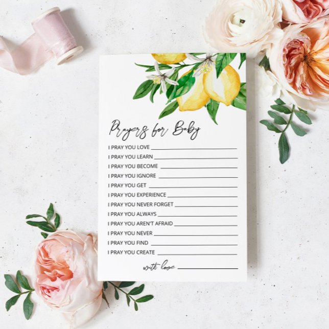 Lemon Greenery Baby Shower Prayer Card (Skapare uppladdad)