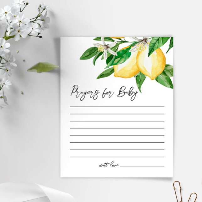 Lemon Greenery Baby Shower Prayer Card (Skapare uppladdad)