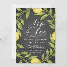 Lemon Greenery Chalkboard Sip & See Baby Shower Inbjudningar