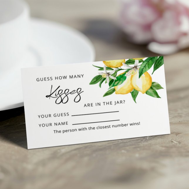 Lemon Greenery Hur många Kisses-spelkort Placeringskort (Skapare uppladdad)