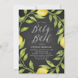 Lemon Greenery Wand Chalkboard Baby Shower Bash Inbjudningar