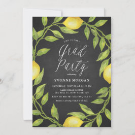 Lemon Greenery Wandery Rustic Chalkboard Studenten Inbjudningar