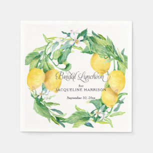 Lemon Greenery White Blommigt Möhippa av andedräkt Pappersservett