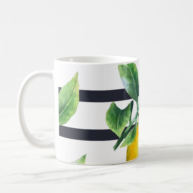 Lemon Gren: Citrus Watercolor Bliss Kaffemugg (Vänster)
