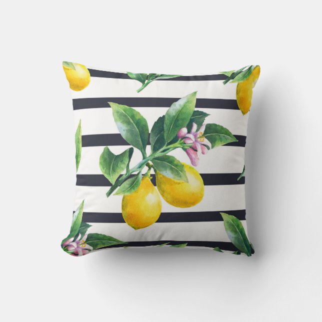 Lemon Gren: Citrus Watercolor Bliss Kudde (Framsida)