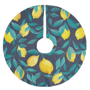 Lemon Grenar: Blå dekorativ, sömlös Julgransmatta Borstad Polyester