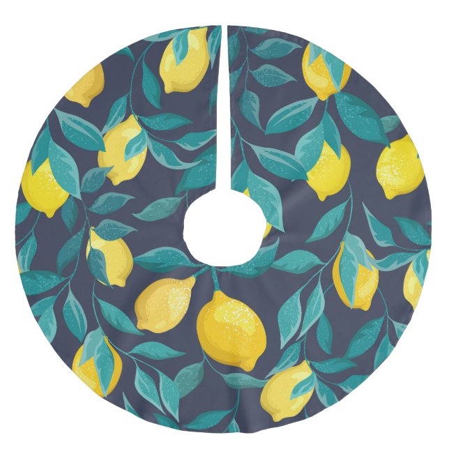 Lemon Grenar: Blå dekorativ, sömlös Julgransmatta Borstad Polyester (Framsidan)
