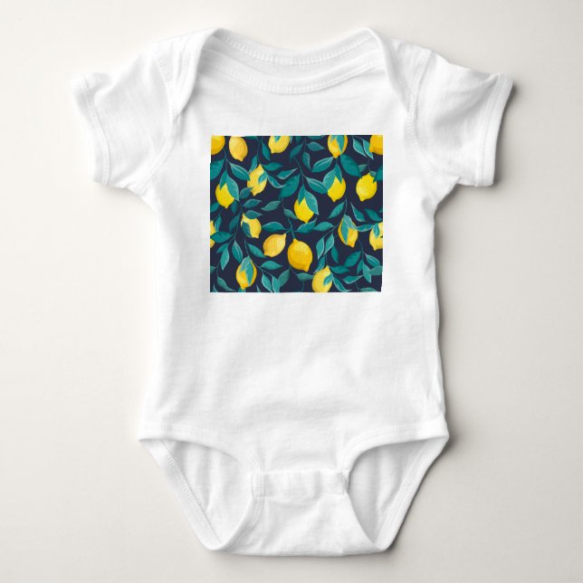 Lemon Grenar: Blå dekorativ, sömlös T Shirt (Framsida)