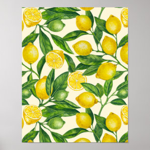 Lemon grenar i grönt och gult poster