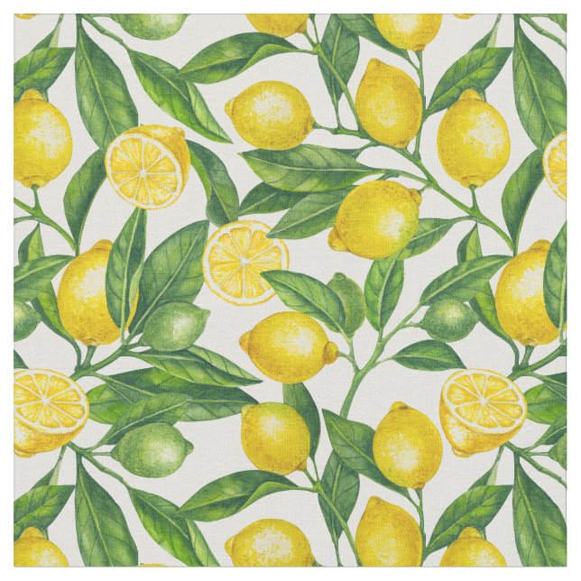 Lemon grenar i grönt och gult tyg (Närbild)