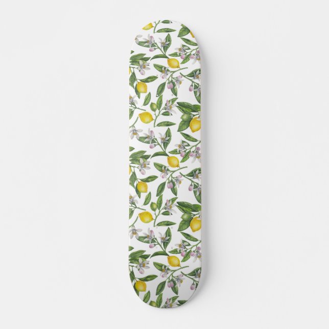 Lemon grenar med blommar och frukt mini skateboard bräda 18,5 cm (Framsida)