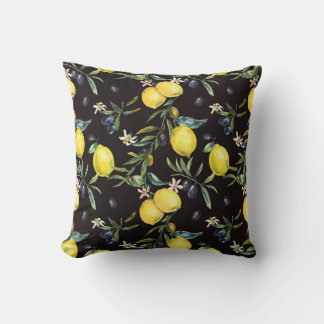 Lemon, grenar: vattenfärgen mönster. kudde