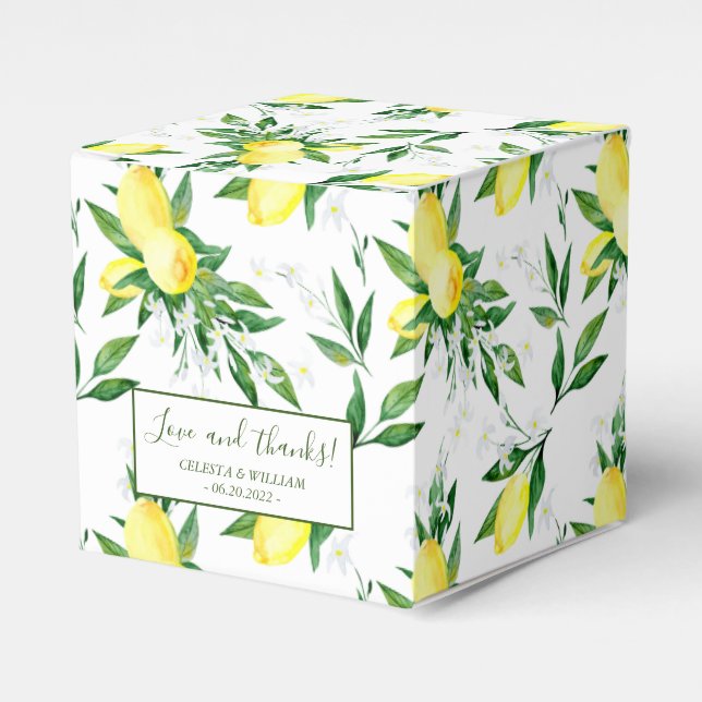 Lemon Grey Blommar Wedor Favor Box Presentaskar (Framsidan Sidan)