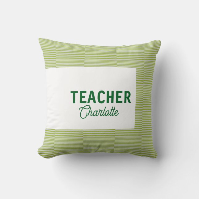 Lemon gröna vita ränder lärare professor namn c kudde (Framsida)