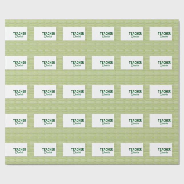 Lemon gröna vita ränder lärare professor namn c presentpapper (Platt)