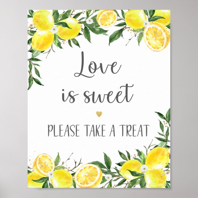 Lemon Grönska Guld Kärlek Är Söt Bröllopsdusch Poster (Framsidan)