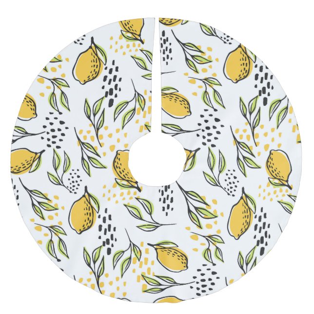 Lemon, grönt grenar: abstrakt mönster. julgransmatta borstad polyester (Framsidan)