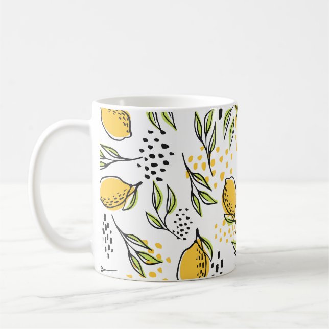 Lemon, grönt grenar: abstrakt mönster. kaffemugg (Vänster)