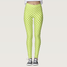 Lemon Grönt White Gingham Leggings
