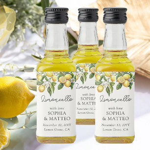 Lemon Grove Italiensk Bröllops Limoncello Förpackn Spritflaskor Etikett