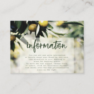 Lemon Grove Modern Gult Bröllop Information Tilläggskort