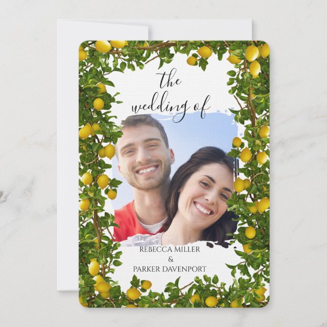 Lemon Grove Romantik bröllopsinbjudan Inbjudningar (Framsida)