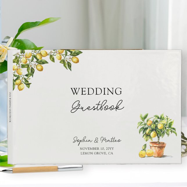 Lemon Grove Rustic Italienska Thmet Bröllop Gästböcker (Wedding Guestbook from the Lemon Grove Wedding Collection by Darling & May)