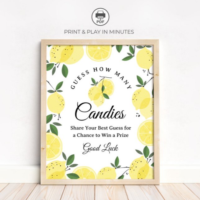 Lemon Guess How Many Candies Game Sign Poster (Skapare uppladdad)
