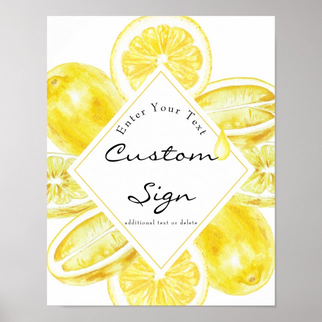 Lemon Gul | Citrus | Anpassad Textskylt Poster (Framsidan)