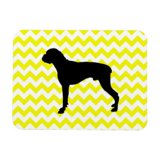 Lemon Gult Chevron med Boxer Silhouette Magnet
