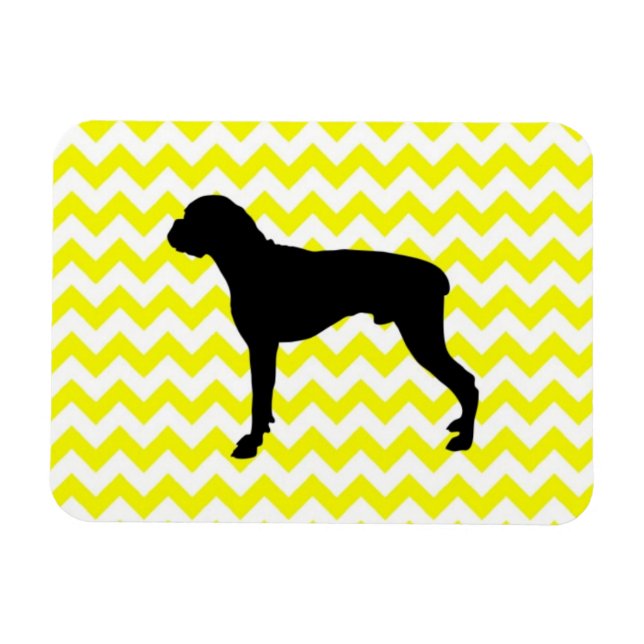 Lemon Gult Chevron med Boxer Silhouette Magnet (Horisontell)