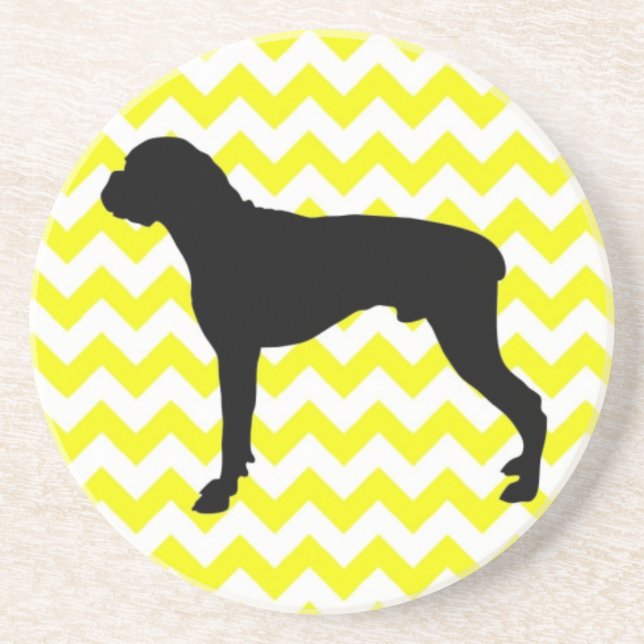 Lemon Gult Chevron med Boxer Silhouette Underlägg (Framsidan)