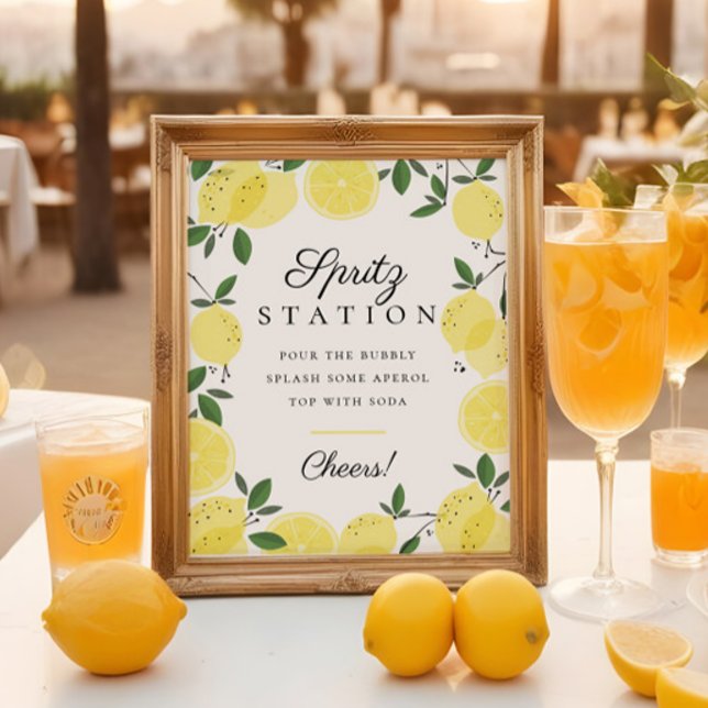 Lemon Gult Citrus Aperol Spritz Station Sign Poster (Skapare uppladdad)