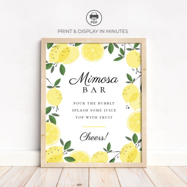 Lemon Gult Citrus Mimosa Pub Sign Poster (Skapare uppladdad)