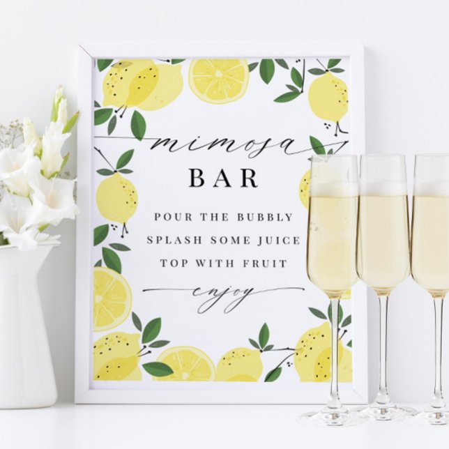 Lemon Gult Citrus Mimosa Pub Sign Poster (Skapare uppladdad)
