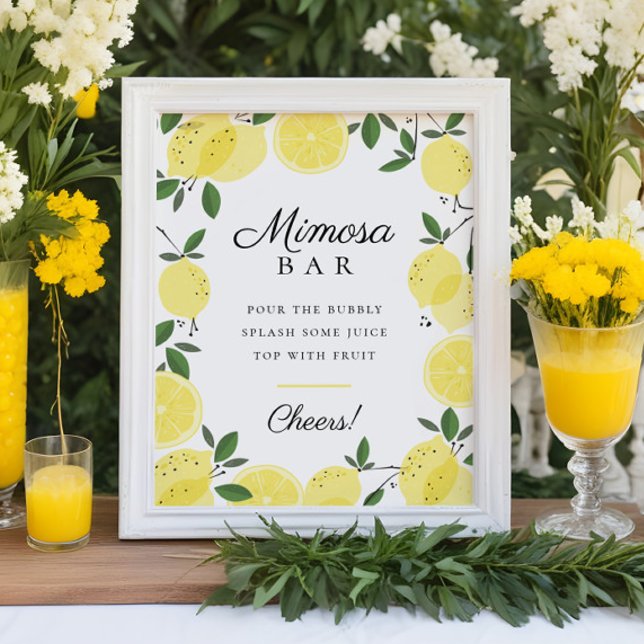 Lemon Gult Citrus Mimosa Pub Sign Poster (Skapare uppladdad)